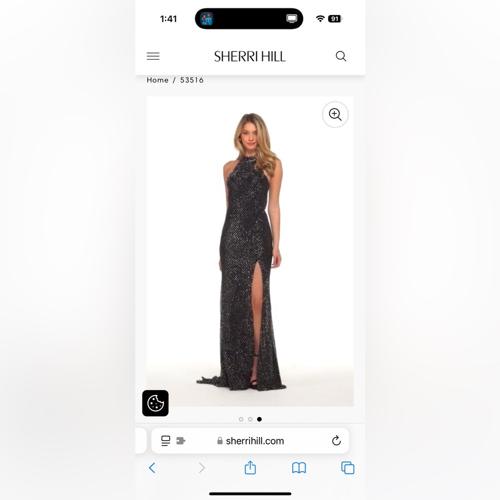NWT Sherri Hill Beaded Black Long Dress Style #53516 Prom Formal Evening Gown